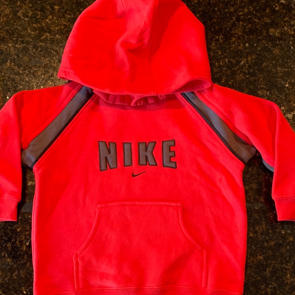 Nike Kids Bright Red Hoodie with Gray Accents